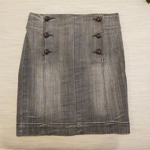 Free People factory distressed grey denim skirt